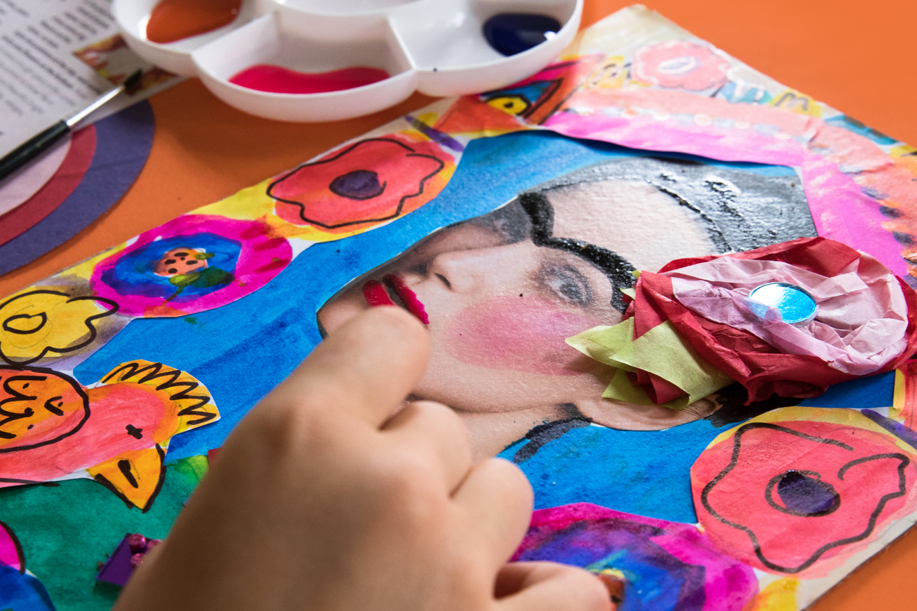 Lots of Lovely Art boxes for children Fantastic Faces art projects inspired by Frida Kahlo