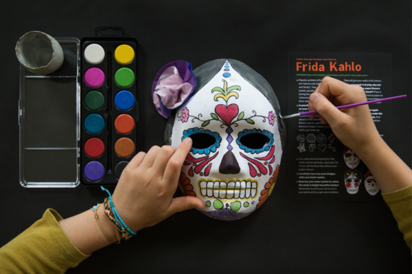 Lots of Lovely Art boxes for children, halloween art projects inspired by Frida Kahlo
