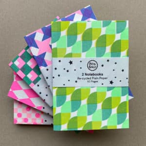 2 Riso Printed Notebooks Acid Green/Mint