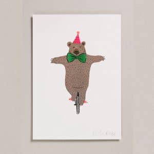 Bear On Bike Risograph Print A4