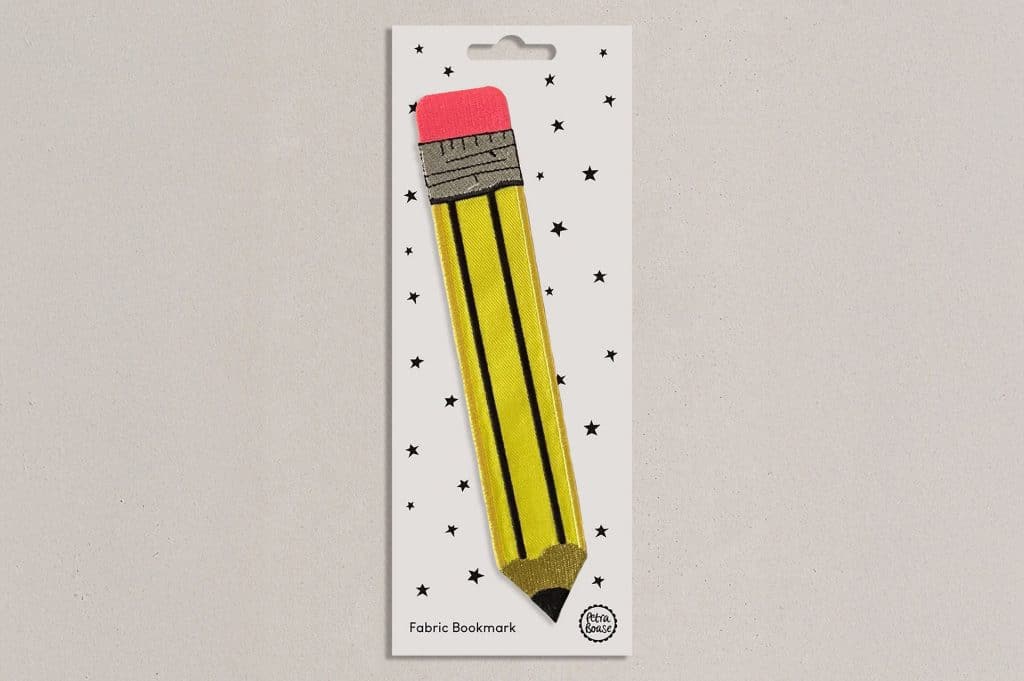 Yellow Pencil Embroidered Fabric Bookmark